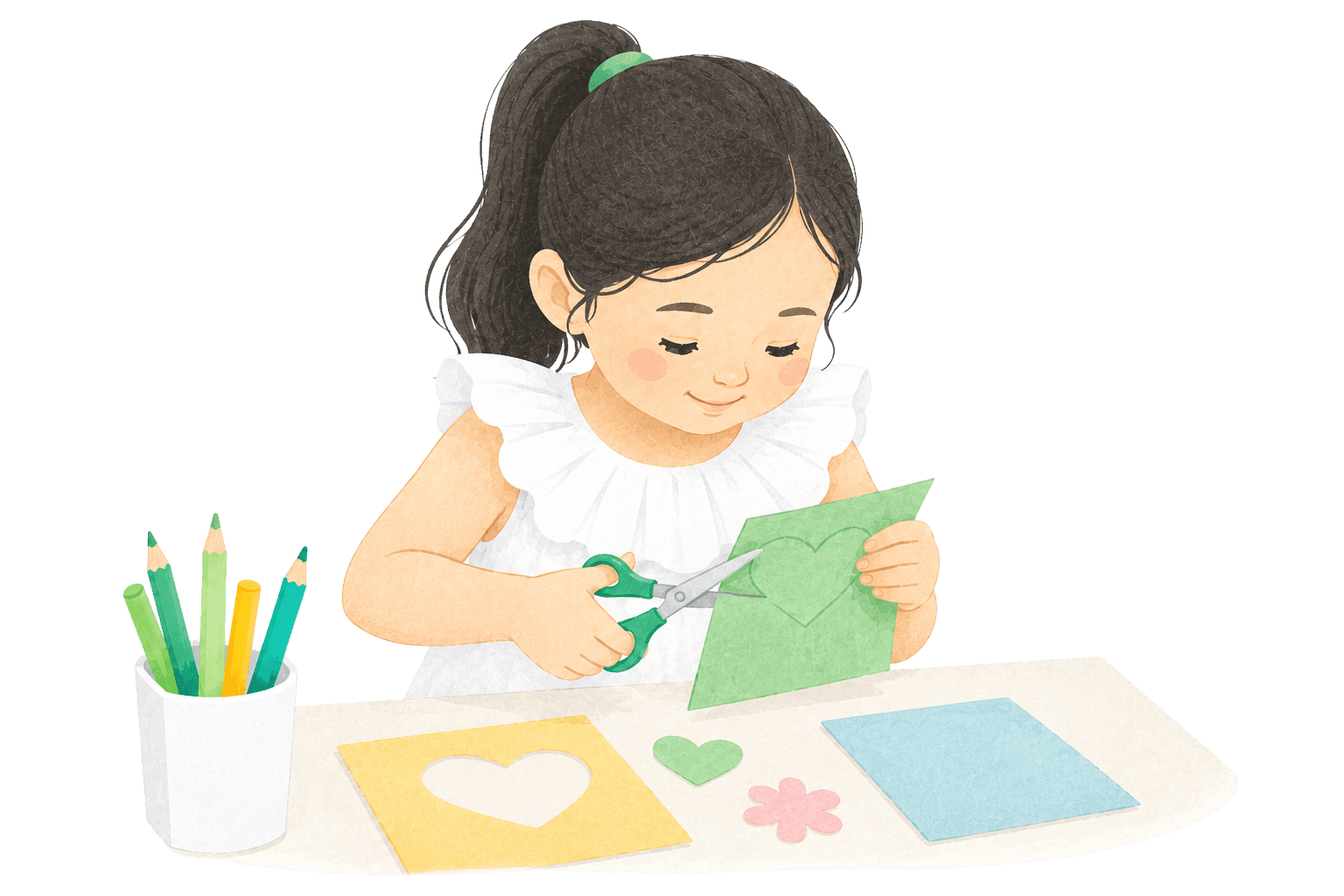 A child taking part in a paper-cutting activity